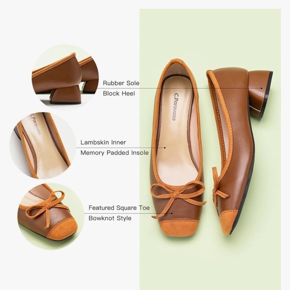 NWT C.Paravano Women's Pump | Square Toe | Closed Toe Chunky Heels - Picture 4 of 7